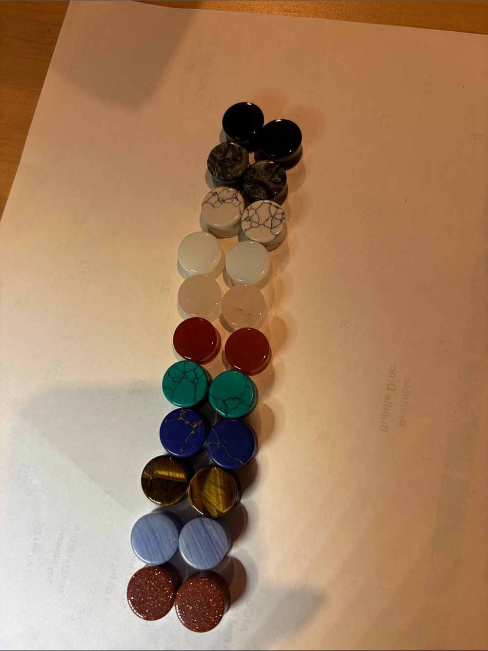 Assorted Round Stone-Look Plugs — Multi Color Set